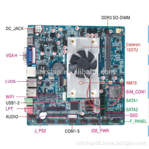 MINI ITX industrial motherboard support Intel Celeron 1037U for POS use